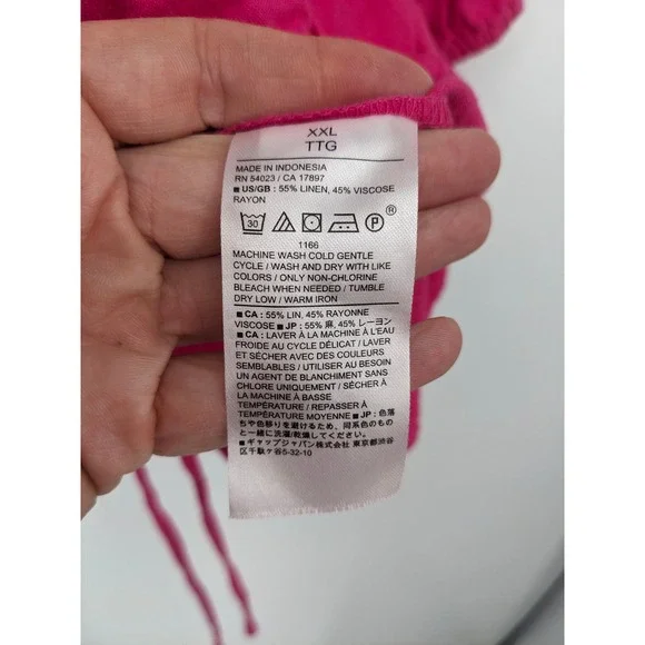 Banana Republic Linen Blend Top Womens XXL Pink Crop Puff Sleeve Casual NWT New - Picture 5 of 9